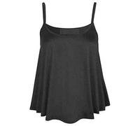 Womens Ladies New Plain Sleeveless Swing Strappy Camisole Cami Vest Plus Size Flared Mini Top Tees UK 8-26 (Charcoal UK 16-18)