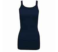Women's Ladies Plain Rib TOP Stretchy Summer Ribbed Vest T- Shirt Plus Sizes (Navy, 22)