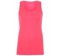 Womens Ladies Plus Size Plain Rib Cotton Cami Vest Top Summer Casual Ribbed Tops Long Stretch TEE UK 16-24 (Neon Pink, 16, Numeric_16)
