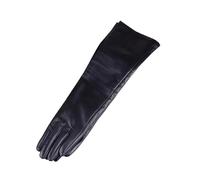 Women's Ladies Real Leather Sheepskin Fashion Overlength Party Evening Wedding Opera Long Gloves black S-30cm