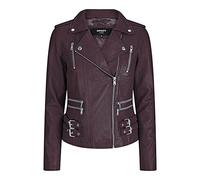 Womens Ladies Real Soft Leather Racing Style Biker Jacket Burgundy