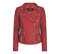 Womens Ladies Real Soft Leather Racing Style Biker Jacket Red