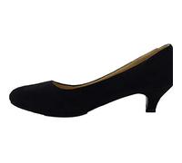 Women's Ladies Round Toe Kitten Heel Dress Work Party Pumps Big Sizes Shoes (UK12(EU46), Black Suede)