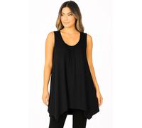 Womens Ladies Ruched Gathering Slouch Fit Hanky Hem Vest Flared Swing Long Top, XXL 20-22 Plus Size, Black - Basic Plain Hanky Hem Slouch Top