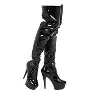 Womens Ladies Sexy Thigh HIGH Kinky Fetish Over The Knee Platform Stiletto Heel Side Zip Boots Size 3 4 5 6 7 8 9 10 (Black Patent, uk_footwear_size_system, adult, women, numeric, medium, numeric_11)
