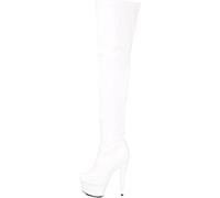 Womens Ladies Sexy Thigh HIGH Kinky Fetish Over The Knee Platform Stiletto Heel Side Zip Boots Size 3 4 5 6 7 8 9 10 (4 UK, White Patent, numeric_4)