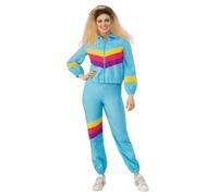 Womens Ladies Shell Suit Costume Sports Tracksuit Neon 80s 90s Adult Fancy Dress