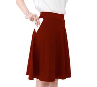 Women's Ladies Skirts Black Skirts for Women Skirt Elasticated Waist with Shorts to Wear Under Skirts，Basic Skirts with 2 Side Pockets