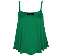 Womens Ladies Sleeveless Swing Vest Top Strappy Plain Flared Cami Size UK 8-26 (Jade Green, UK S/M (8-10))