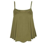 Womens Ladies Sleeveless Swing Vest Top Strappy Plain Flared Cami Size UK 8-26 (Khaki, UK XXL (20-22))
