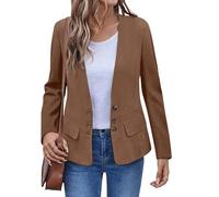Womens Ladies Smart Casual Business Work Office Suit Jacket Blazers Workwear Slim Fit Lightweight Long Sleeve Open Front Collarless Waterfall Bolero Cardigan Coats Dating Night Outerwear Outwear