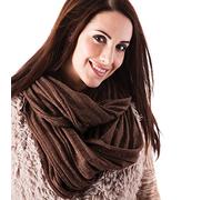 Womens/Ladies Snoods, Fashion Colours With Metalized Fibres, Chocolate