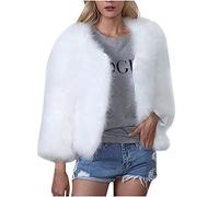 Womens Ladies Solid Warm Faux Coat Jacket Winter Turn Down Collar Outerwear White