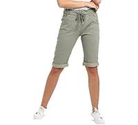 Women's Ladies Stretch Plain Magic Comfy Lagenlook Shorts Jeggings Pants Italian (Khaki, 16-18)