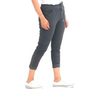 Women's Ladies Stretch Plain Magic Comfy Lagenlook Trousers Joggers Jeggings Pants Italian (Charcoal, 20-22)