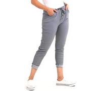 Women's Ladies Stretch Plain Magic Comfy Lagenlook Trousers Joggers Jeggings Pants Italian (Grey, 20-22)