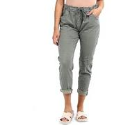 Women's Ladies Stretch Plain Magic Comfy Lagenlook Trousers Joggers Jeggings Pants Italian (Khaki, 20-22)