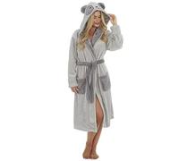 Womens / Ladies Warm Winter Plush Fleece Dressing Gown / Robe with Novelty Panda or Fox Hood (Panda, XL)