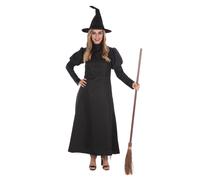 Womens Ladies Witch Costume Classic Black Wicked Fairytale Adult Fancy Dress