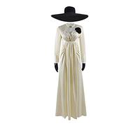 Women's Lady Alcina Dimitrescu Costume Vampire Lady Dimitrescu Cosplay Dress with Hat Accessories Halloween Suit (Beige, L)