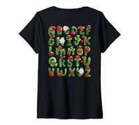 Womens Lady Bug Alphabet ABCs Learning Letter Lady Bird ART ON BACK V-Neck T-Shirt