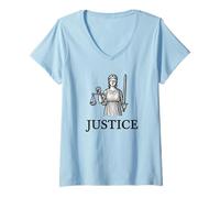Womens Lady Justice Ben Franklin Virtue V-Neck T-Shirt