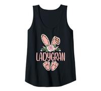 Womens LADYGRAN Cute Leopard Bunny Ears Floral Easter Tank Top