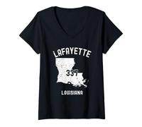 Womens Lafayette Louisiana LA 337 Vintage Athletic Style V-Neck T-Shirt