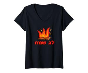 Women's Lag Baomer Meron Bonfire Lag Sameach Rabbi Shimon Kabbalah V-Neck T-Shirt