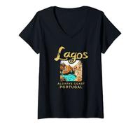 Womens Lagos Portugal Algarve Coast Portuguese Vintage V-Neck T-Shirt