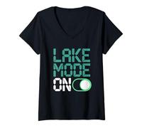 Womens Lake Mode ON Summer Lake Life V-Neck T-Shirt