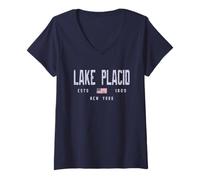 Womens Lake Placid New York Field/Lake Placid NY V-Neck T-Shirt