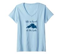Womens Lake Superior Life is Great at The Lake V-Neck T-Shirt