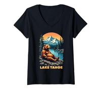 Women's Lake Tahoe Bear Scenic Wilderness Adventure V-Neck T-Shirt