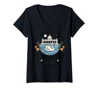 Women's Lakelander Florida Swan Lake Architecture Graphic V-Neck T-Shirt