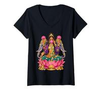 Women's Lakshmi Bubblegum Baddie Wealth Goddess Hindu V-Neck T-Shirt