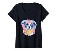 Women's Lamb Open Book Reading Animal Lover Graphic Portrait Sheep V-Neck T-Shirt