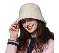 Women's Lamb Wool Bucket Hat Winter Teddy Fleece Faux Fur Cap Sherpa Fluffy Warm Fisherman Vintage Elegant Cloche Casual Basin Hat for Outing