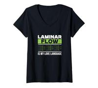 Women's Laminar Flow is My Love Language Funny Aerospace Engineering V-Neck T-Shirt