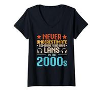 Womens LAN Party - Never Underestimate Someone Who Ran Lans V-Neck T-Shirt