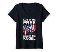 Womens Land of The Free Home of The Kugel Design V-Neck T-Shirt