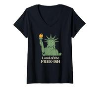 Womens Land of the Free-ish Statue of Liberty Funny Protest V-Neck T-Shirt