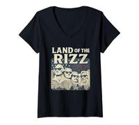Womens Land of the Rizz - Funny Mount Rushmore 4th of July V-Neck T-Shirt