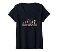 Womens Land Surveyor evolution, funny land surveyor V-Neck T-Shirt