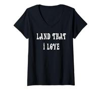 Womens Land That I Love Patriotic America USA V-Neck T-Shirt