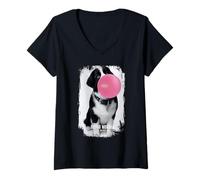 Womens Landseer Newfoundland Dog V-Neck T-Shirt