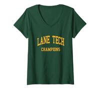 Womens Lane Tech High School HS Chicago IL Retro Sports V-Neck T-Shirt
