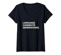 Women's Language Connects Generations Best Mother Language Movement V-Neck T-Shirt