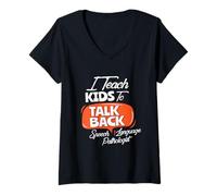 Women's Language Therapist Kids Speech Therapy Communication Teacher V-Neck T-Shirt