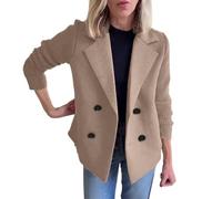 Women's Lapel Button Knitted Patchwork Sleeve Casual Coat Trendy Double Breasted Coats Autumn Winter Blazer Loose Jackets Tops